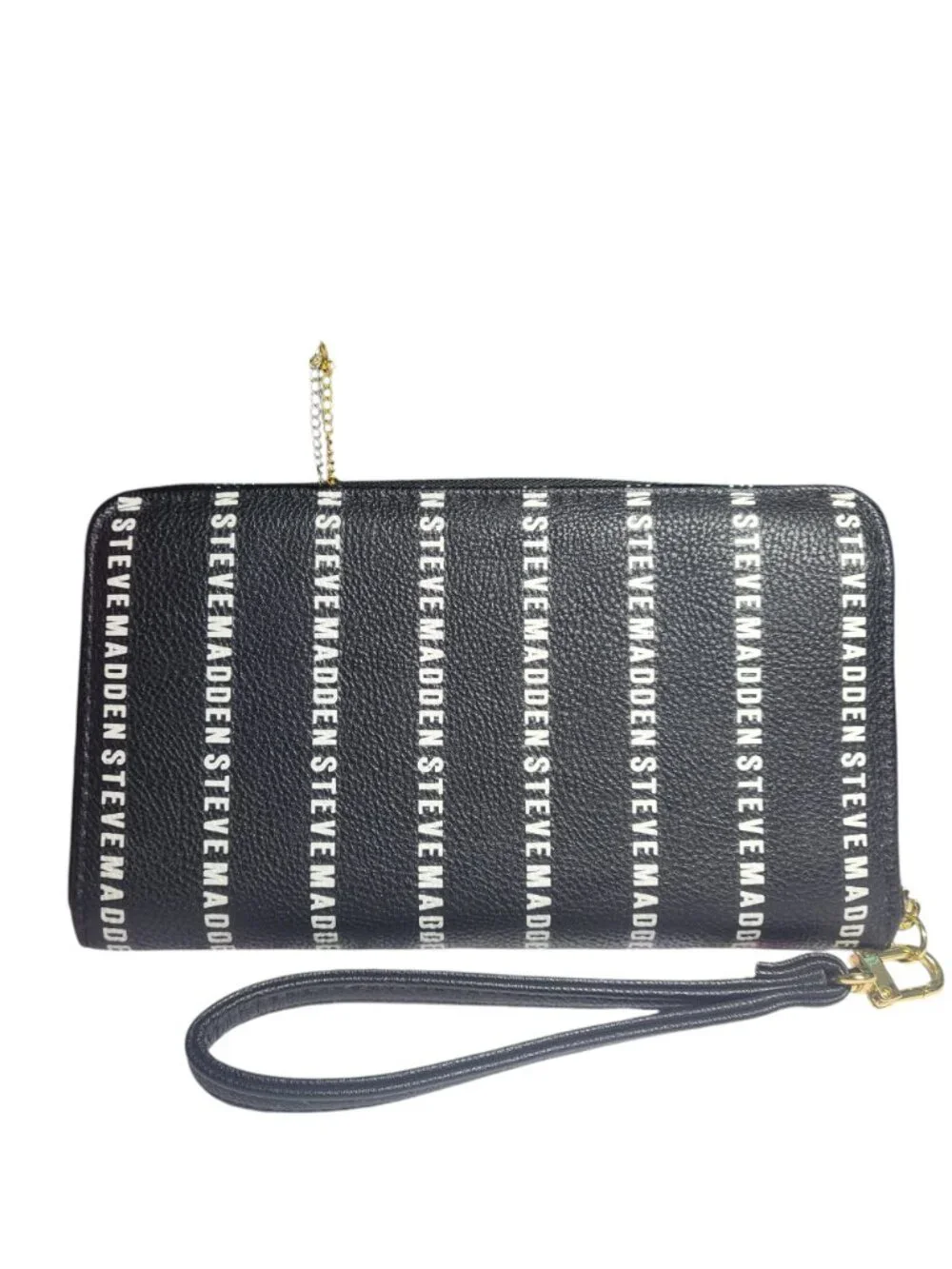 Steve Madden Black Logo Zip-Around Wristlet Wallet